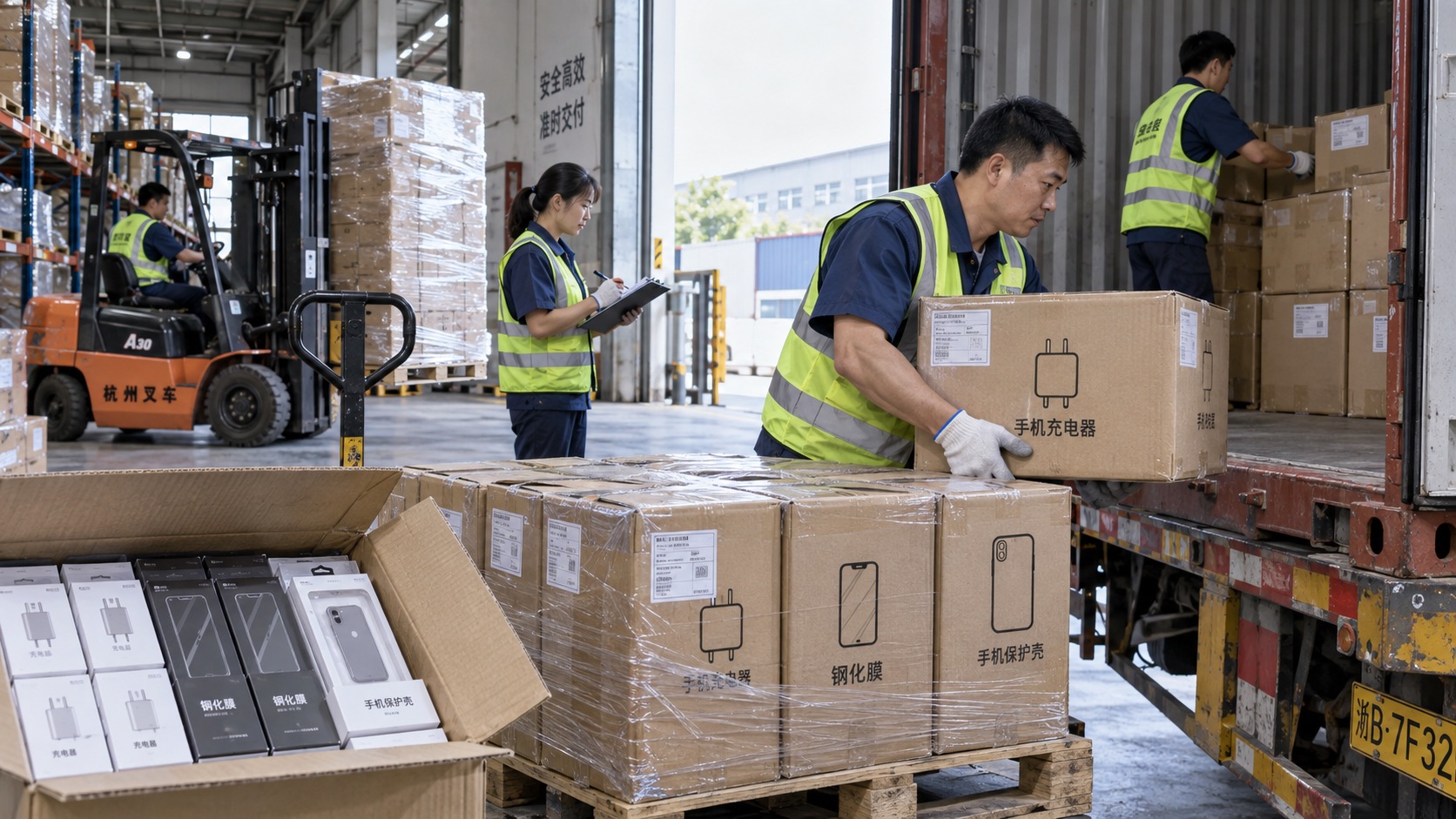 Warehouse container loading for export